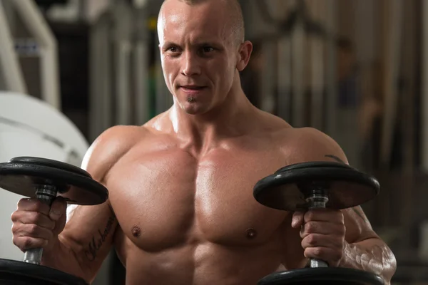 Young Man Exercise With Dumbbells — Stock Photo, Image