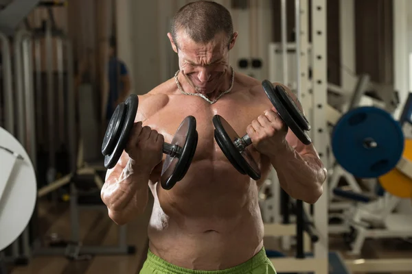 Young Man Exercise With Dumbbells — Stock Photo, Image