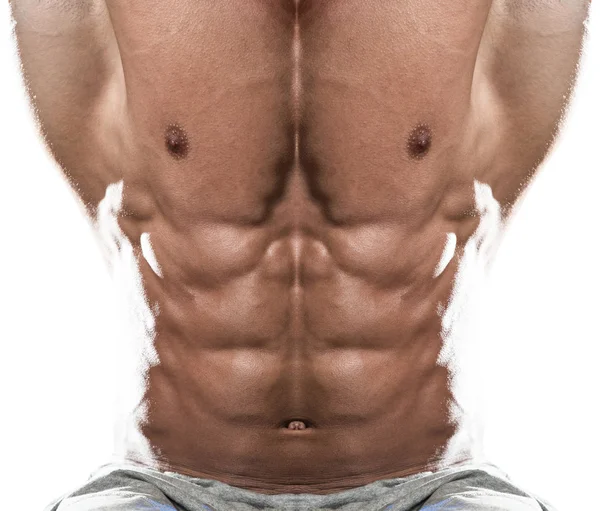 Gros plan du muscle abdominal sur fond blanc — Photo