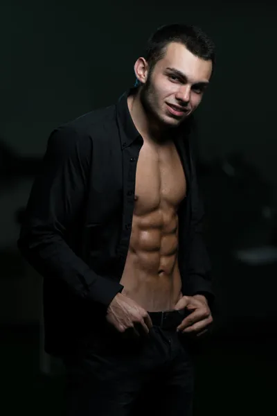 Young Man With His Shirt Open — Stock Photo, Image