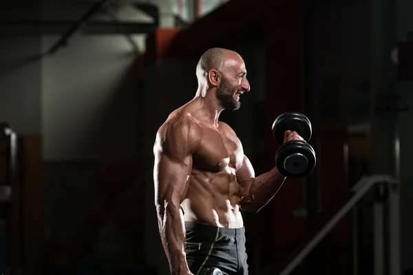 Mature Man Doing Exercise For Biceps — Stock Photo, Image