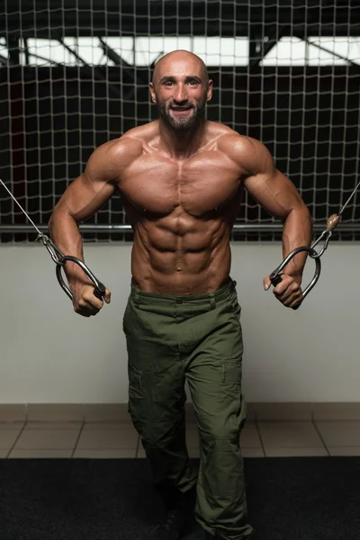 Chest Workout With Cables — Stock Photo, Image