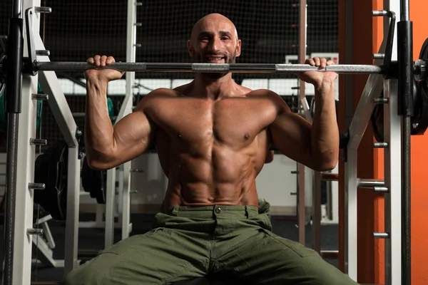 Healthy Mature Man Doing Exercise For Shoulder — Stock Photo, Image