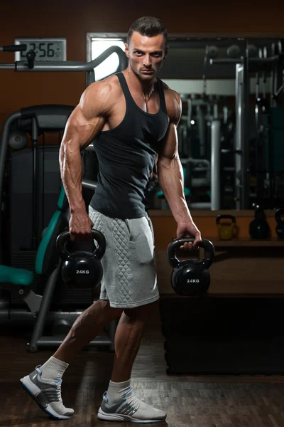 Man And Kettle Bell — Stock Photo, Image