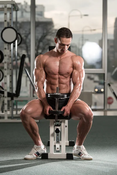 Young Man Exercise With Dumbbells — Stock Photo, Image