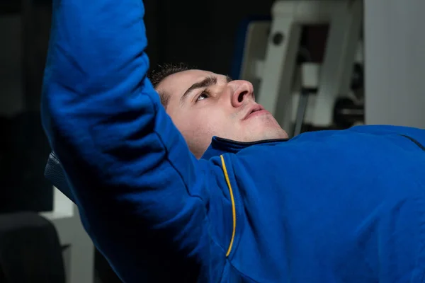 Healthy Young Man Doing Exercise For Chest — Stock Photo, Image