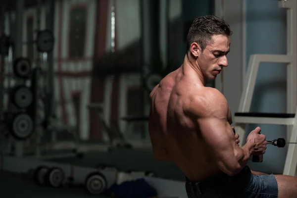 Young Male Doing Back Exercises In The Gym — Stock Photo, Image