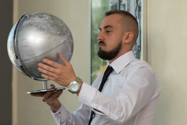 Young Businessman With Globe — Stock Photo, Image