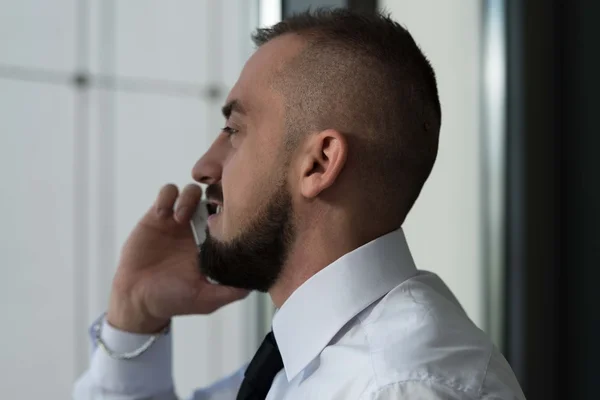 Jovem empresário falando ao telefone — Fotografia de Stock