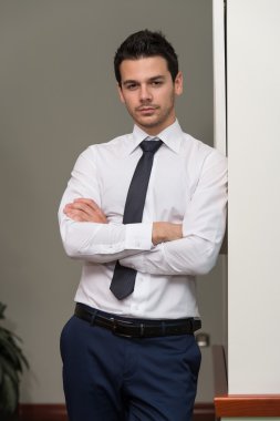 yakışıklı genç işadamı portresi ofisinde