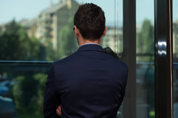 Rear View Of Young Businessman In Office — Stock Photo, Image
