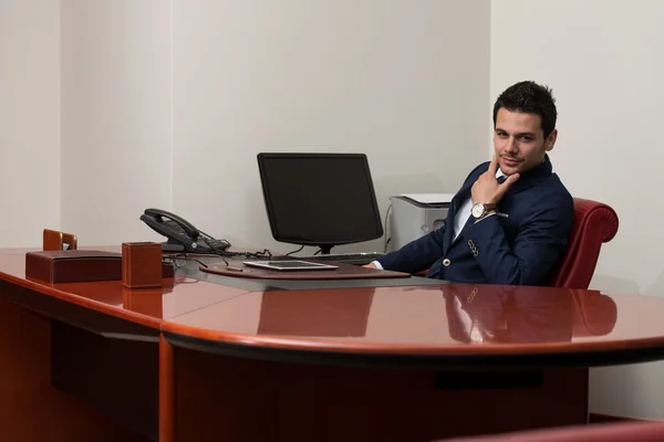 Handsome Young Businessman Portrait In His Office — Stock Photo, Image