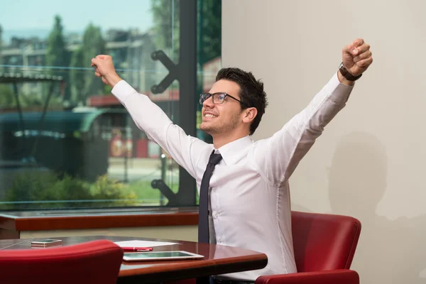 Zakenman verheugen zich over zijn succes — Stockfoto