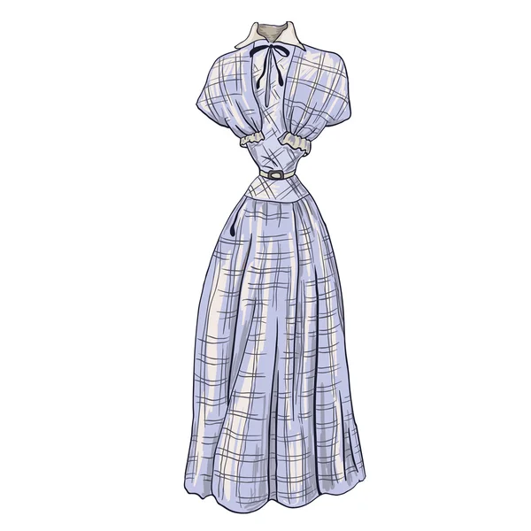Retro 1940's fashion style. Russian prewar dress. — Stock Vector