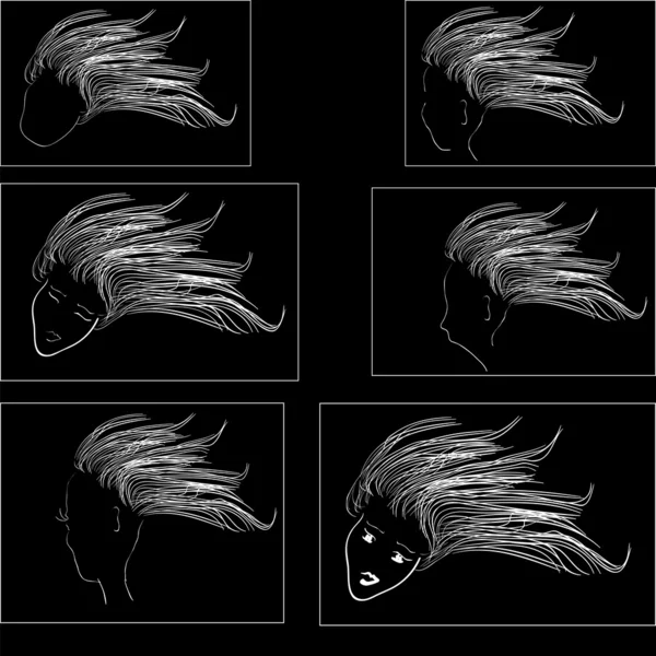 Illustration esquisse contour - Cheveux — Image vectorielle