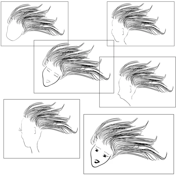 Desenho ilustração esboço - Cabelo — Vetor de Stock