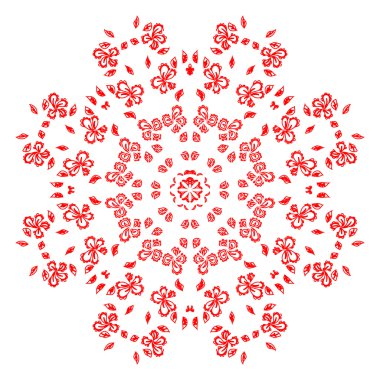 kırmızı yuvarlak mandala süsleme