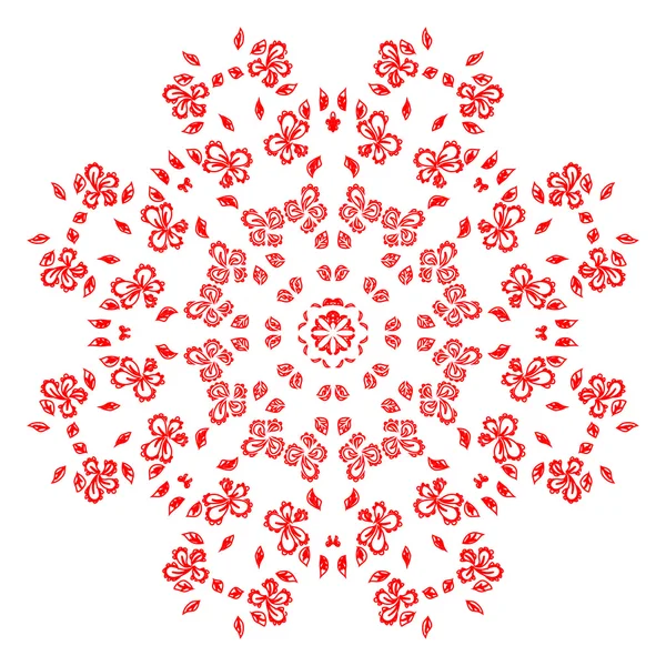 Rode ronde mandala ornament — Stockvector