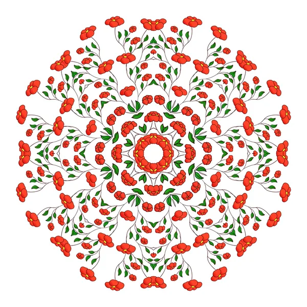 Czerwony okrągły mandala ornament — Wektor stockowy