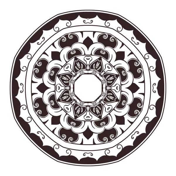 Schwarzes Mandala-Ornament — Stockvektor