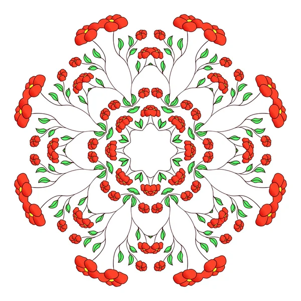 Rotes rundes Mandala-Ornament — Stockvektor
