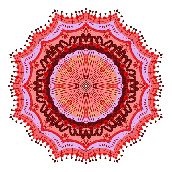 Rotes Mandala-Ornament — Stockvektor