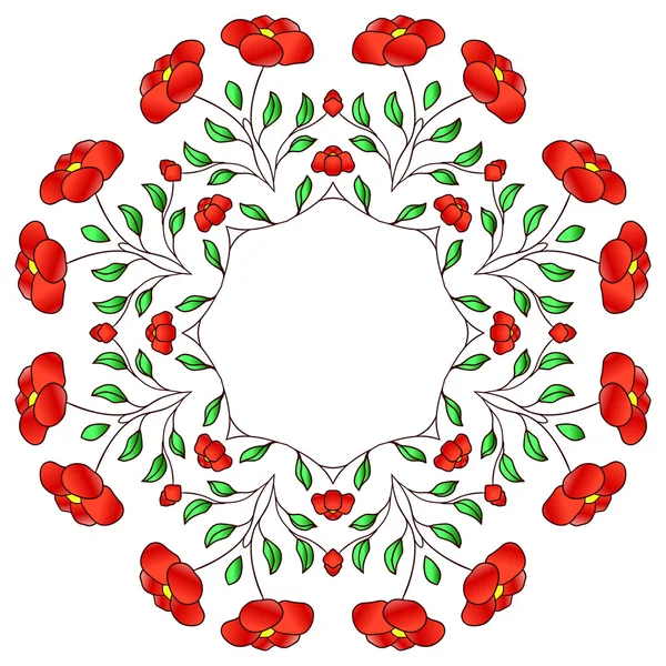 Czerwony okrągły mandala ornament — Wektor stockowy