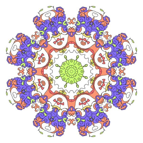 Abstracto ornamento mandala psicodélico. Ilustración vectorial, mano — Archivo Imágenes Vectoriales