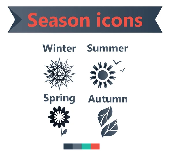 Primavera, verão, inverno, ícones da temporada de outono. Projeto de UI plana . — Vetor de Stock