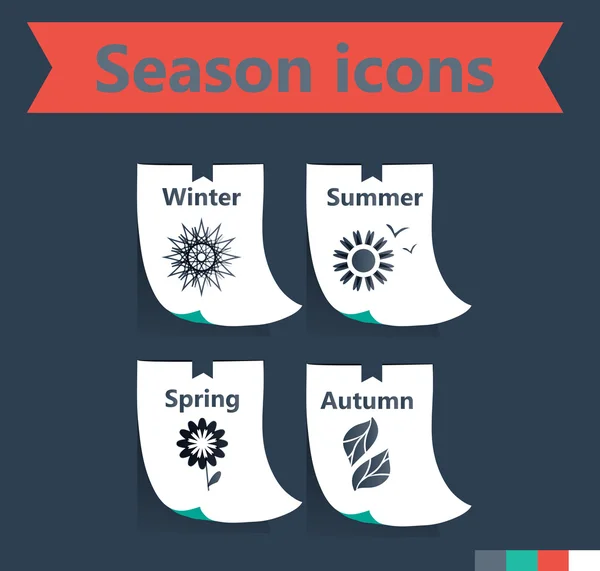 Primavera, verão, inverno, ícones da temporada de outono. Projeto de UI plana . — Vetor de Stock