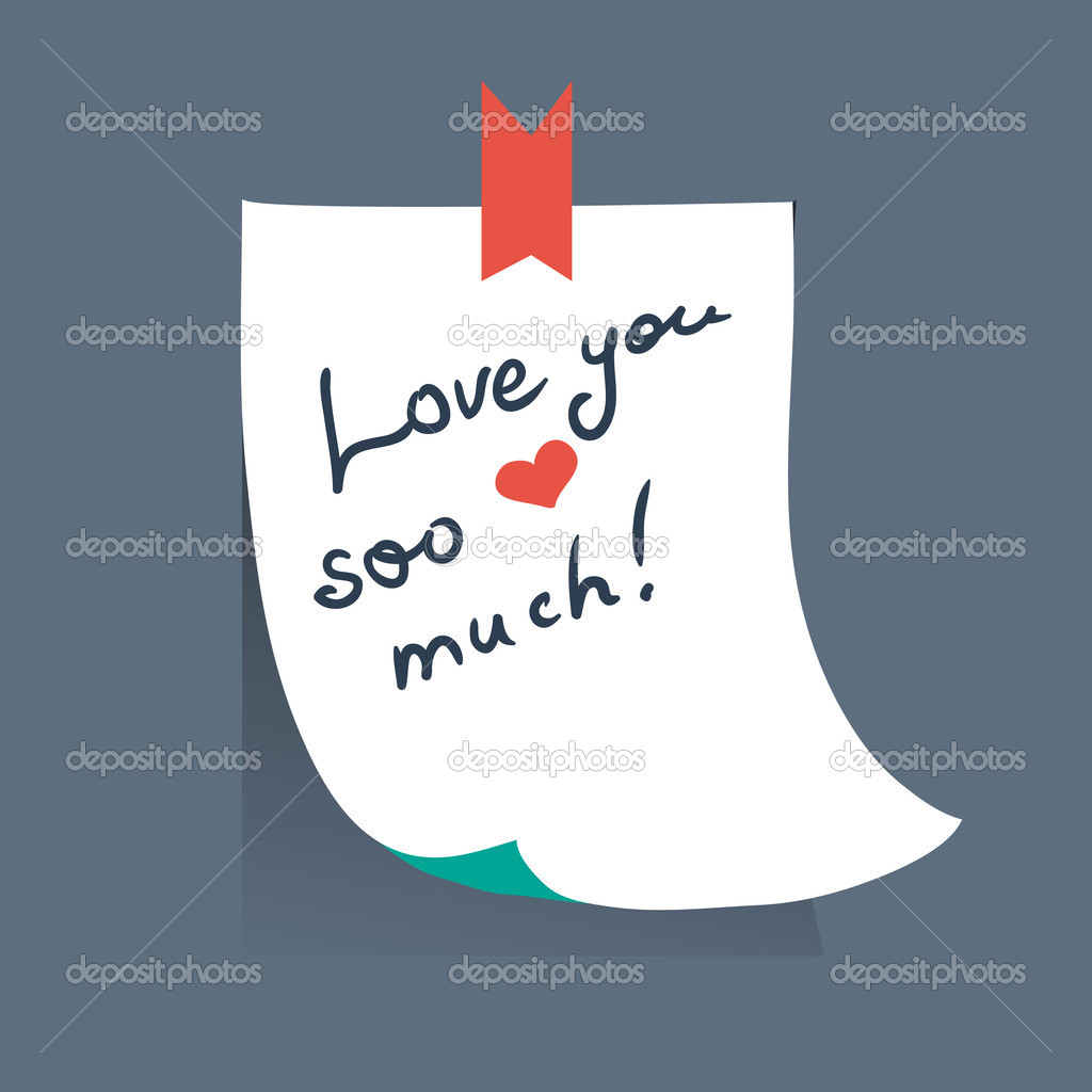 Hand draw text love you so much on sheet of paper.