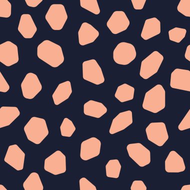 Vektör kusursuz desen. Koyu mavi ve mercan renklerinde modern soyut arkaplan. Tekstil, kumaş, ev dekorasyonu için moda baskı.