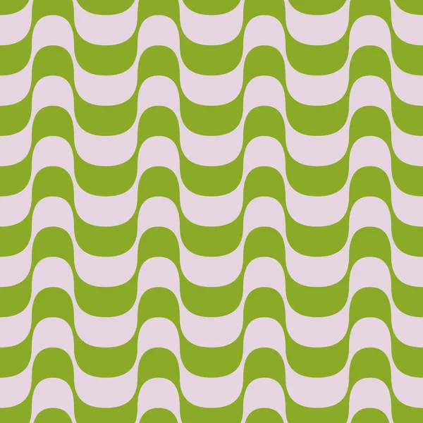 Seamless Pattern Curved Wavy Stripes Green Light Pink Colors Vector —  Vetores de Stock