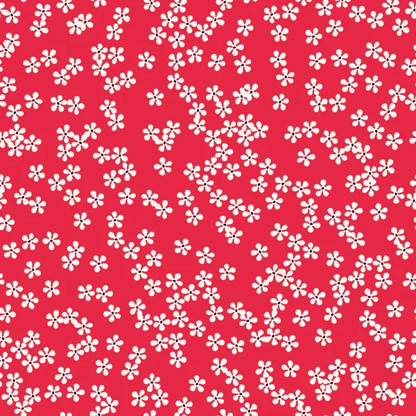Floral Seamless Pattern Cute Small White Flowers Red Background Ditsy — Vettoriale Stock