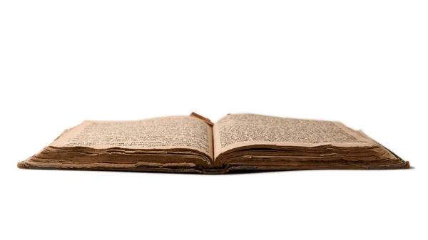 Vecchio Libro Ebraico Indossato Apri Pagine Squallide Machzor Sfondo Bianco — Foto Stock