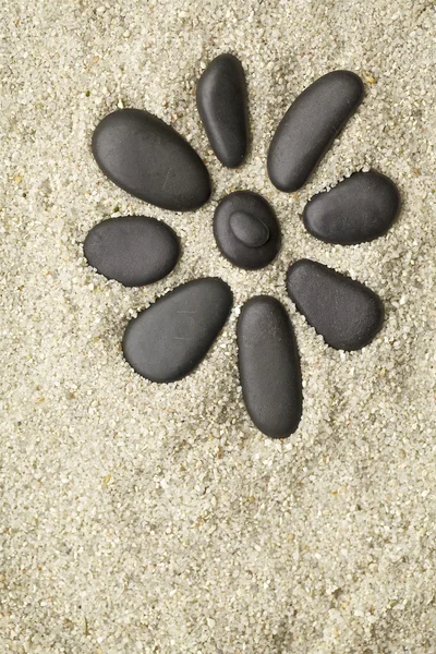 Flower with black stones — Stock Photo, Image