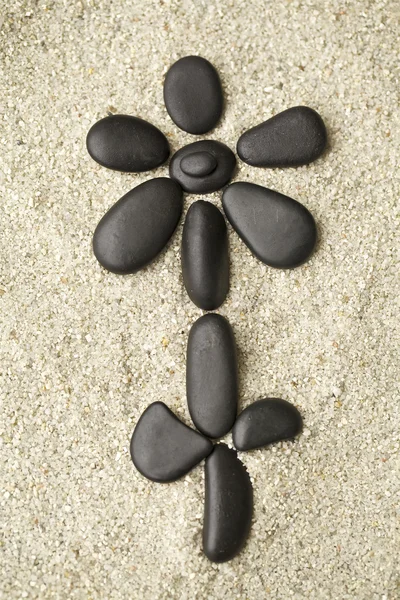 Flower with black stones — Stock Photo, Image