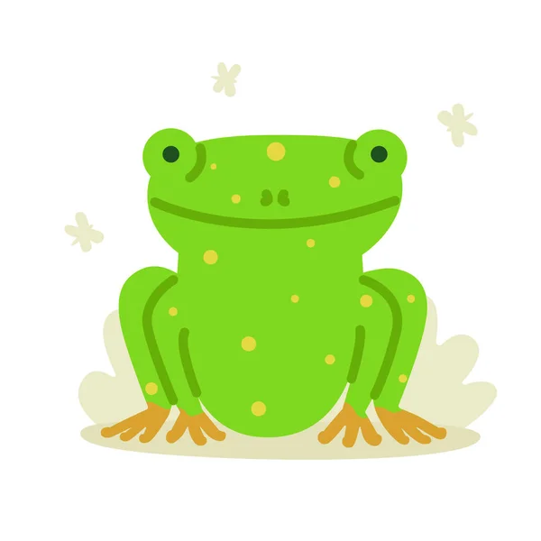 Green Exotic Frog Vector Illustration Flat Spotted Toad Red Legs — Stockvektor