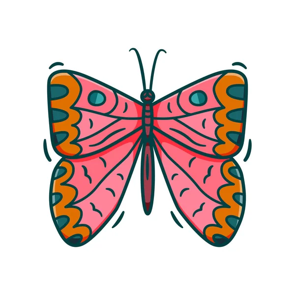 Red Colorful Butterfly Vector Illustration Flat Cartoon Animal Big Wings — Archivo Imágenes Vectoriales