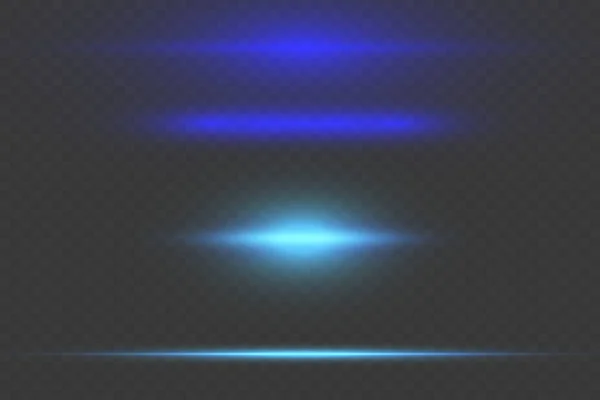 Laser Leuchten Licht Horizontal Glänzende Linie Blitz Effekt Auf Transparent — Stockvektor