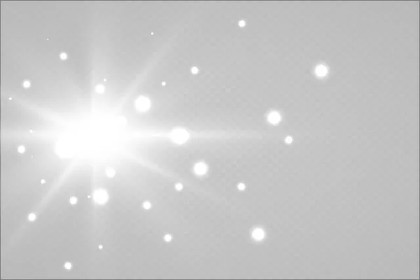 Gloeilamp Effect Sterrensprong Met Glitters Transparante Achtergrond Vector Illustratie Zon — Stockvector