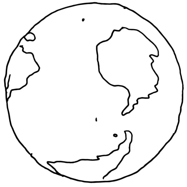 Kreslení planety Země. Ručně kreslené na bílém pozadí. — Stockový vektor