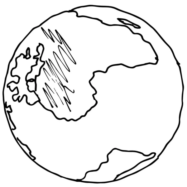 Ritning av planeten jorden. Handritad på en vit bakgrund. — Stock vektor