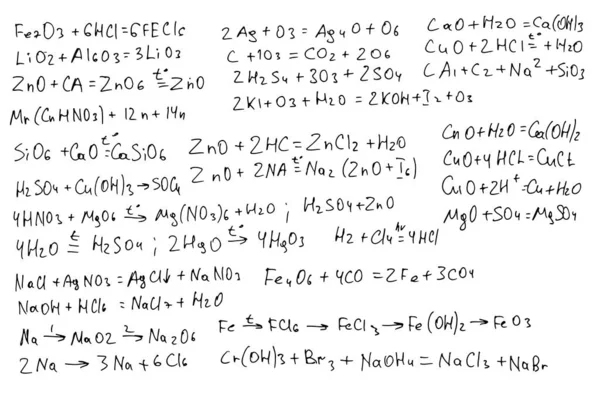 Formules chimiques. dessiné à la main sur fond blanc. — Image vectorielle