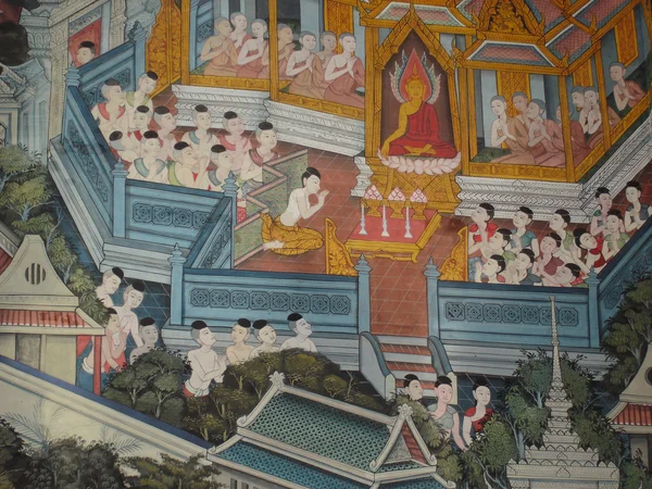 Wat Pho, pinturas, bangascar, Tailandia — Foto Stock