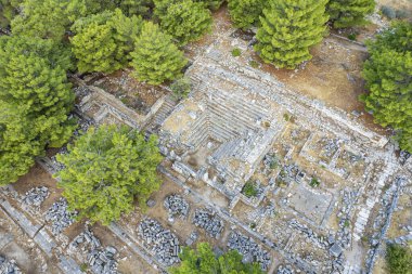Aydın 'ın Antik Priene ilindeki Athena Polias Tapınağı' nın insansız hava aracı görüntüsü