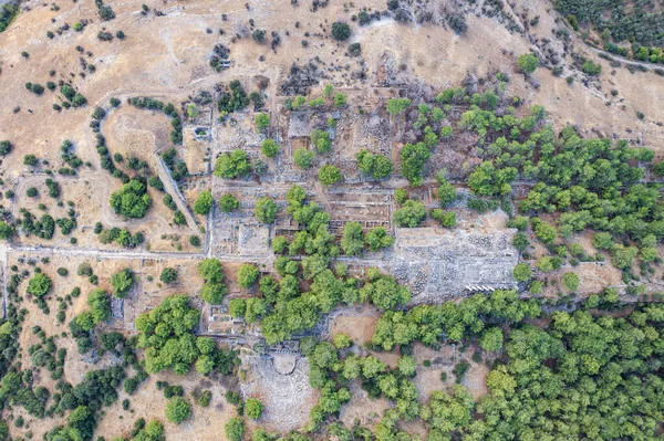 Vista Aérea Drone Temple Athena Polias Priene Antigo Província Aydin — Fotografia de Stock