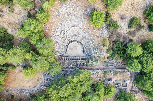 Vista Aérea Drone Temple Athena Polias Priene Antigo Província Aydin — Fotografia de Stock