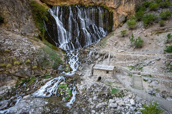 Elif Waterfall Kapuzbasi Waterfall Aladaglar National Park Green Trees Waterfall — Stock Photo, Image
