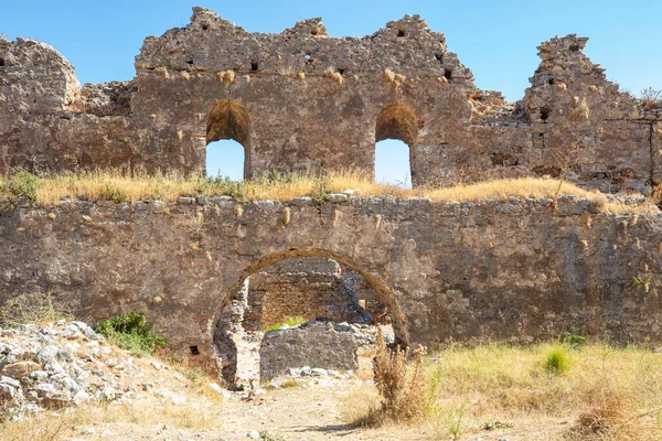 Eski Sahil Şehri Anamurium Kalıntıları Kale Evleri Şehir Duvarı Umumi — Stok fotoğraf